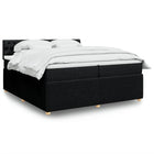 Box spring bed with mattress fabric black 200x200 cm