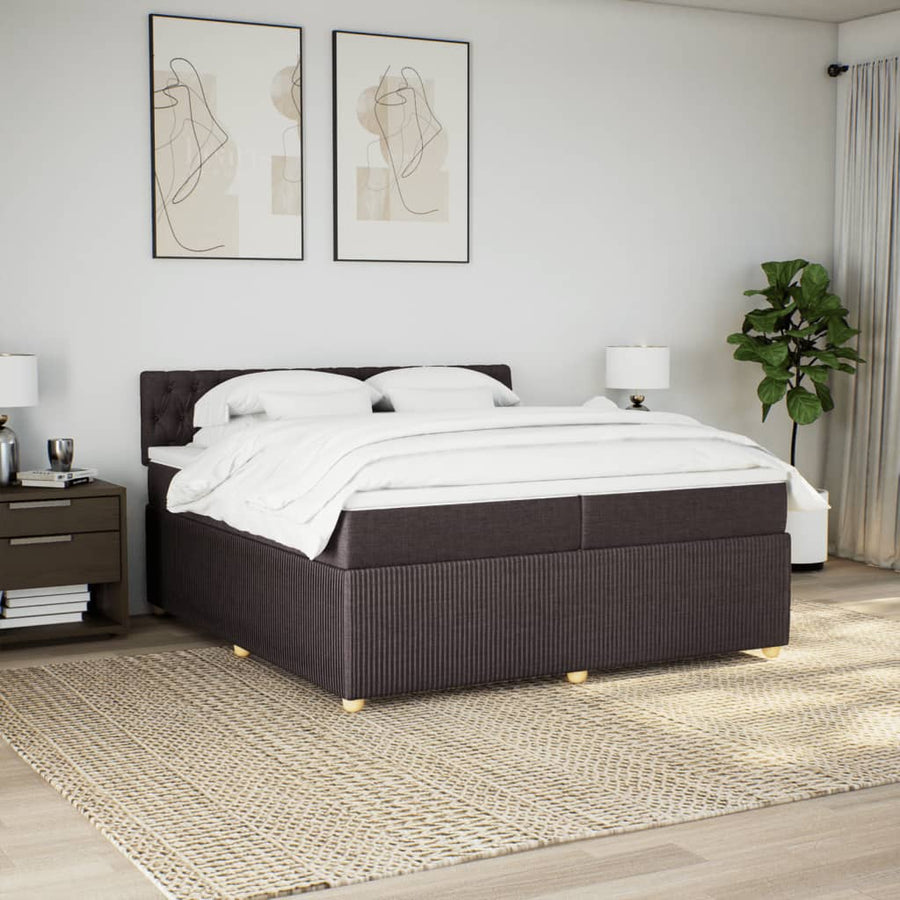 Boxspring met matras stof donkerbruin 200x200 cm