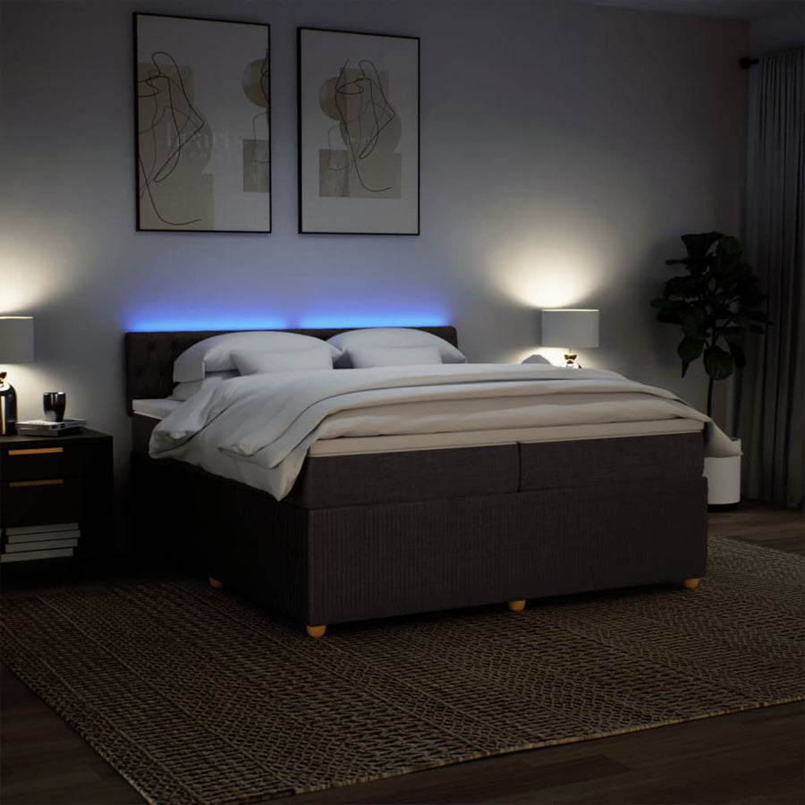 Boxspring met matras stof donkerbruin 200x200 cm