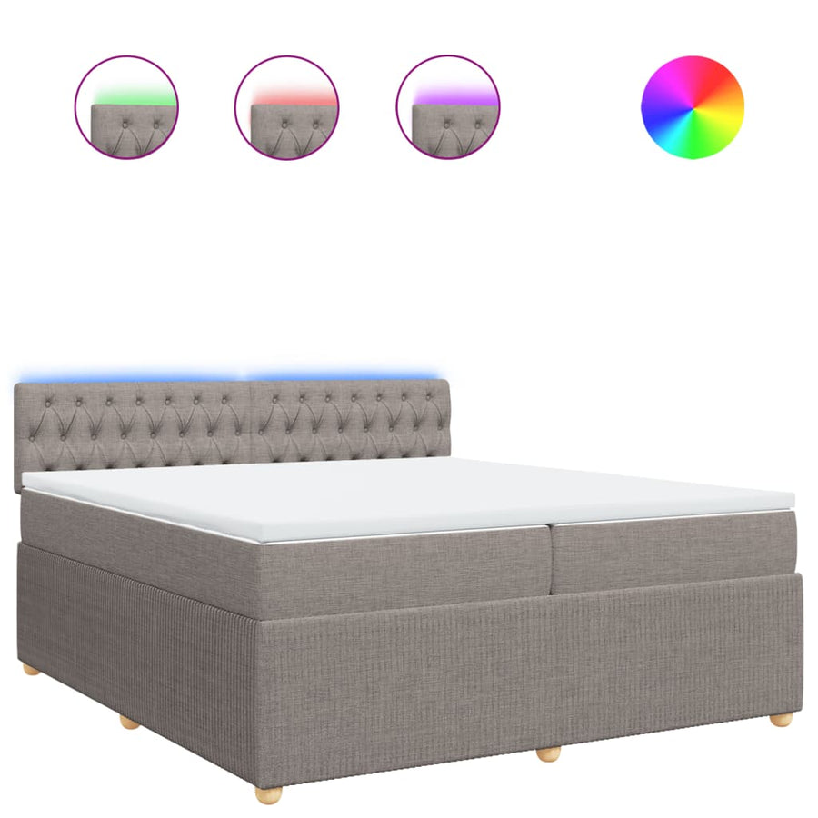 Boxspring met matras stof taupe 200x200 cm