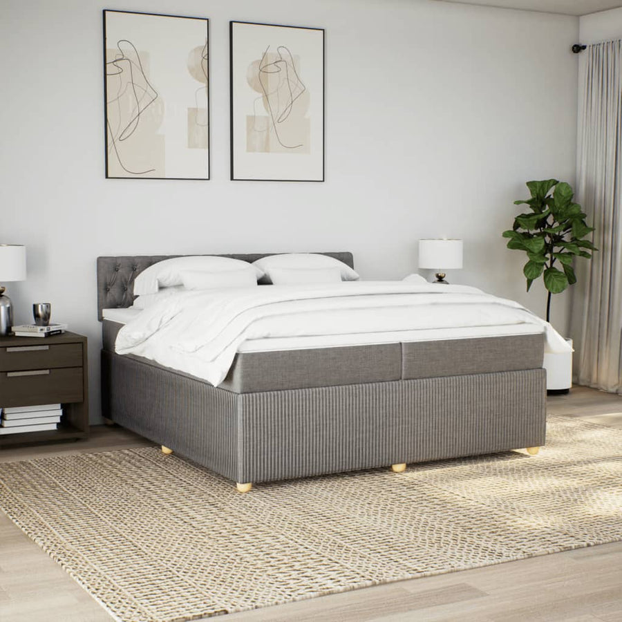 Boxspring met matras stof taupe 200x200 cm