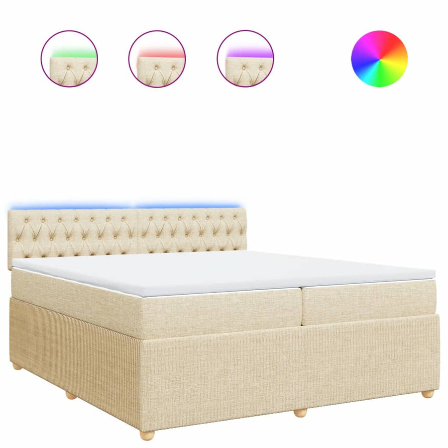 Boxspring met matras stof crèmekleurig 200x200 cm