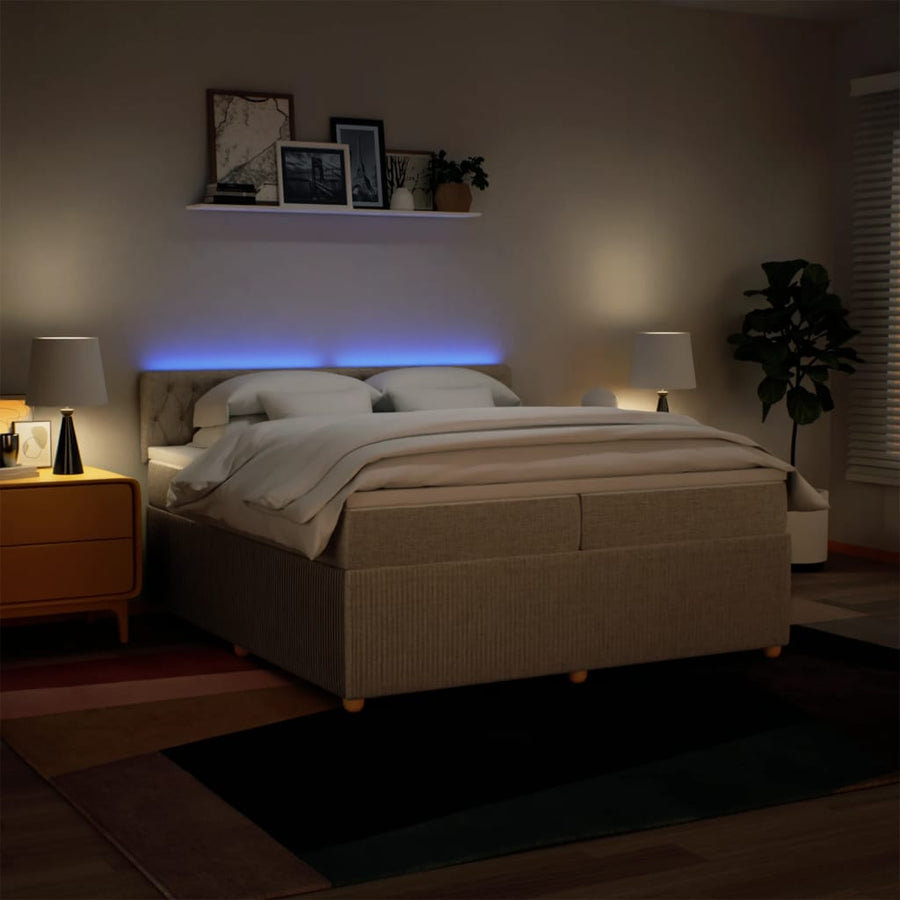 Boxspring met matras stof crèmekleurig 200x200 cm