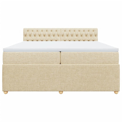 Boxspring met matras stof crèmekleurig 200x200 cm