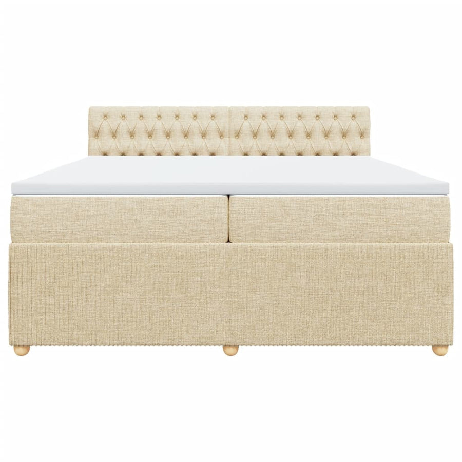 Boxspring met matras stof crèmekleurig 200x200 cm