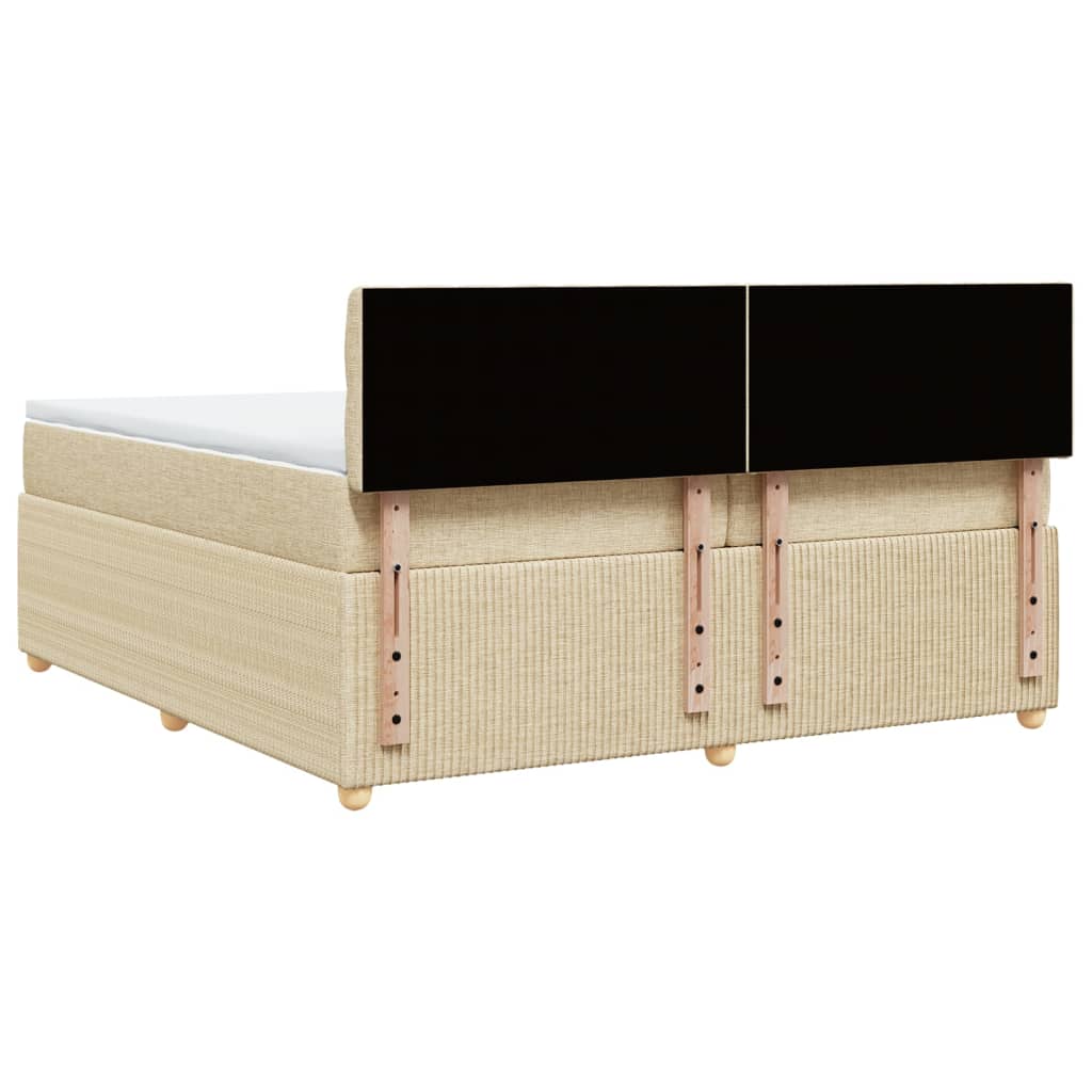 Boxspring met matras stof crèmekleurig 200x200 cm
