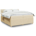 Box spring with fabric mattress cream-coloured 200x200 cm