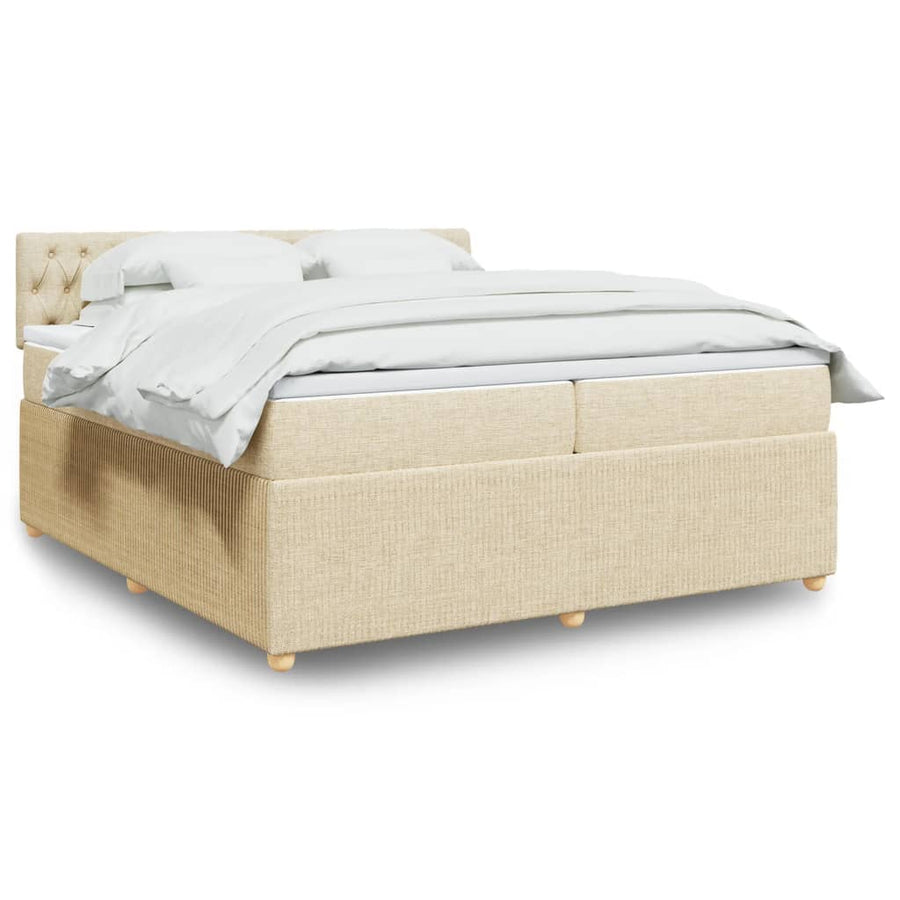 Boxspring met matras stof crèmekleurig 200x200 cm