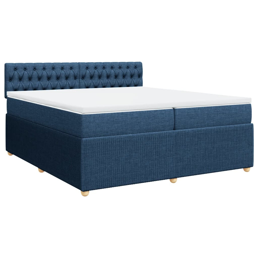 Boxspring met matras stof blauw 200x200 cm