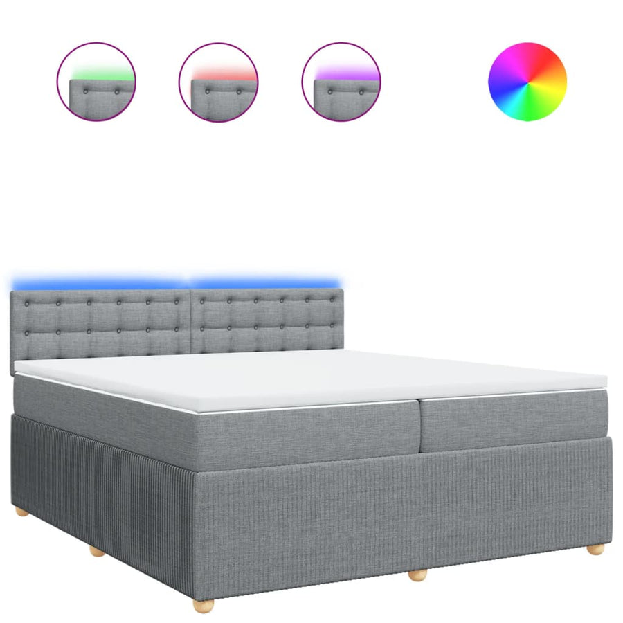 Boxspring met matras stof lichtgrijs 200x200 cm