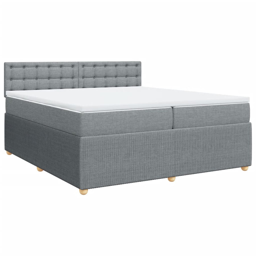 Boxspring met matras stof lichtgrijs 200x200 cm
