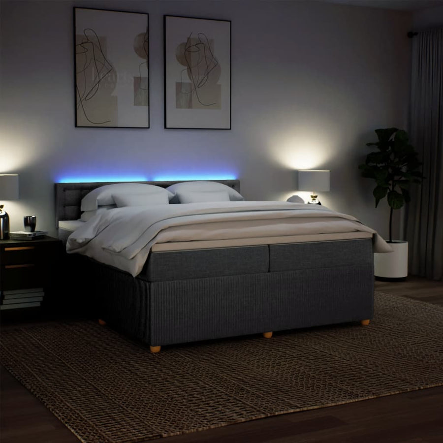 Boxspring met matras stof lichtgrijs 200x200 cm