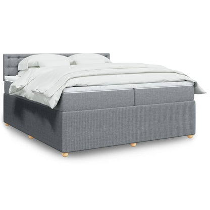 Boxspring met matras stof lichtgrijs 200x200 cm