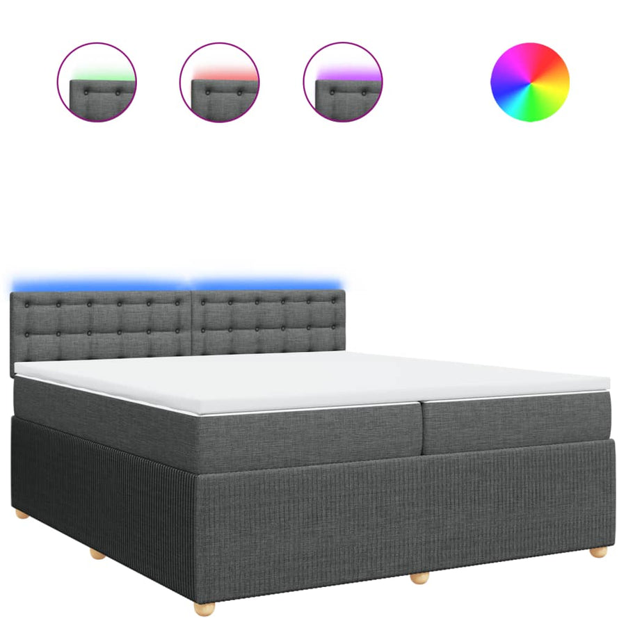 Boxspring met matras stof donkergrijs 200x200 cm