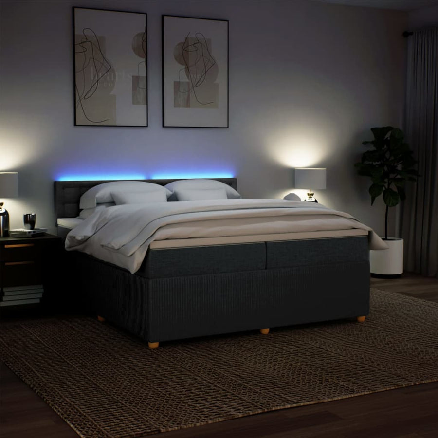 Boxspring met matras stof donkergrijs 200x200 cm