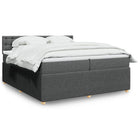 Box spring with dark gray fabric mattress 200x200 cm