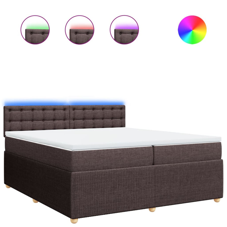 Boxspring met matras stof donkerbruin 200x200 cm