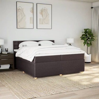 Boxspring met matras stof donkerbruin 200x200 cm