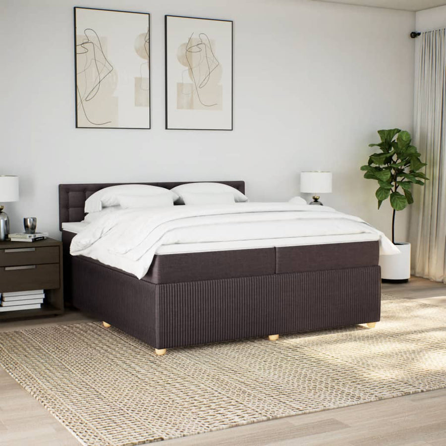 Boxspring met matras stof donkerbruin 200x200 cm