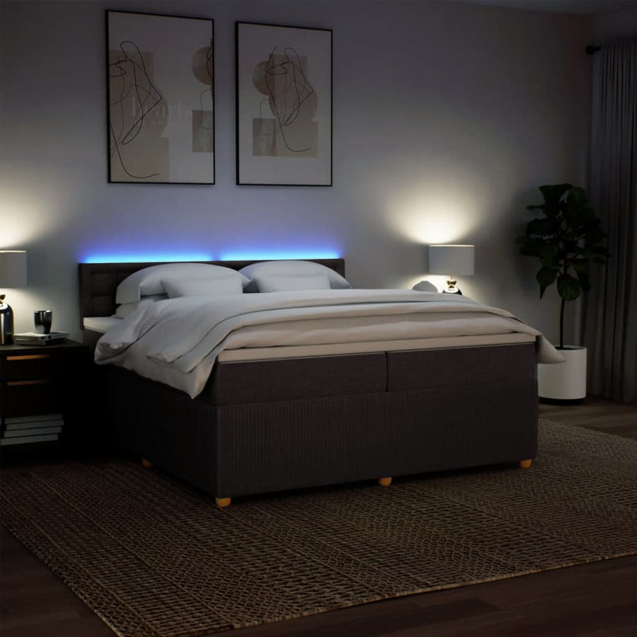 Boxspring met matras stof donkerbruin 200x200 cm