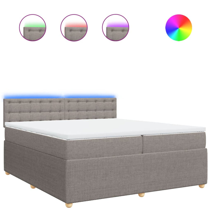 Boxspring met matras stof taupe 200x200 cm