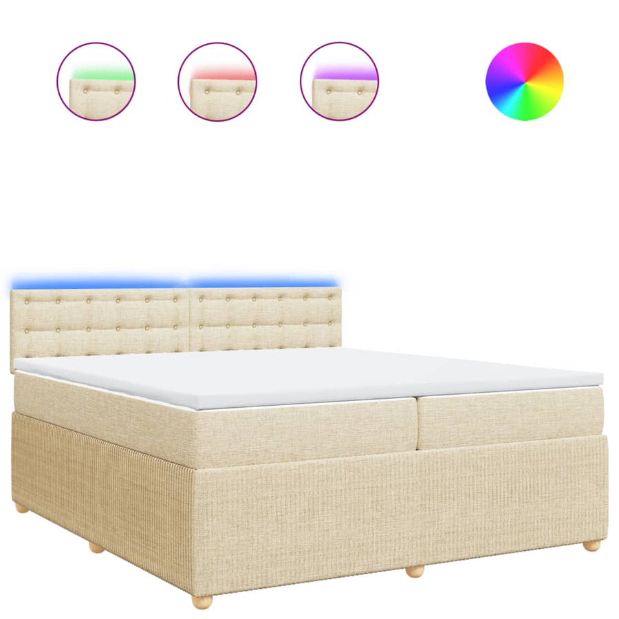 Boxspring met matras stof crèmekleurig 200x200 cm