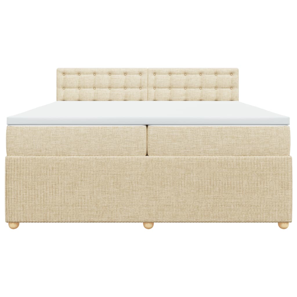 Boxspring met matras stof crèmekleurig 200x200 cm