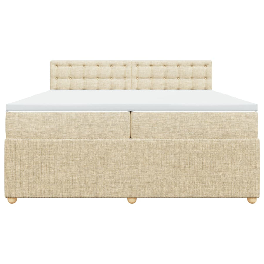 Boxspring met matras stof crèmekleurig 200x200 cm