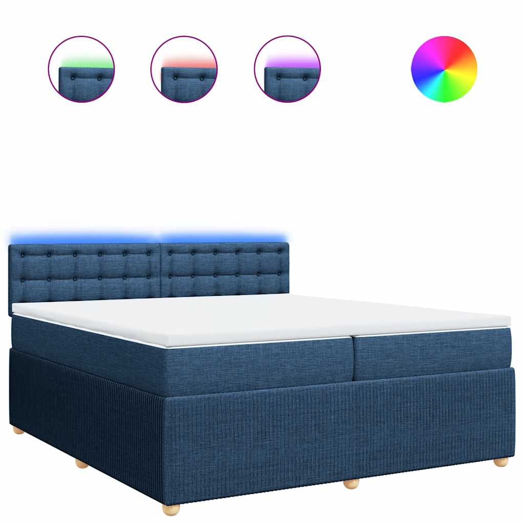 Boxspring met matras stof blauw 200x200 cm