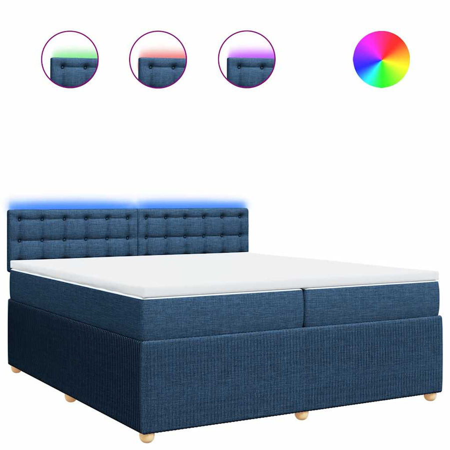 Boxspring met matras stof blauw 200x200 cm