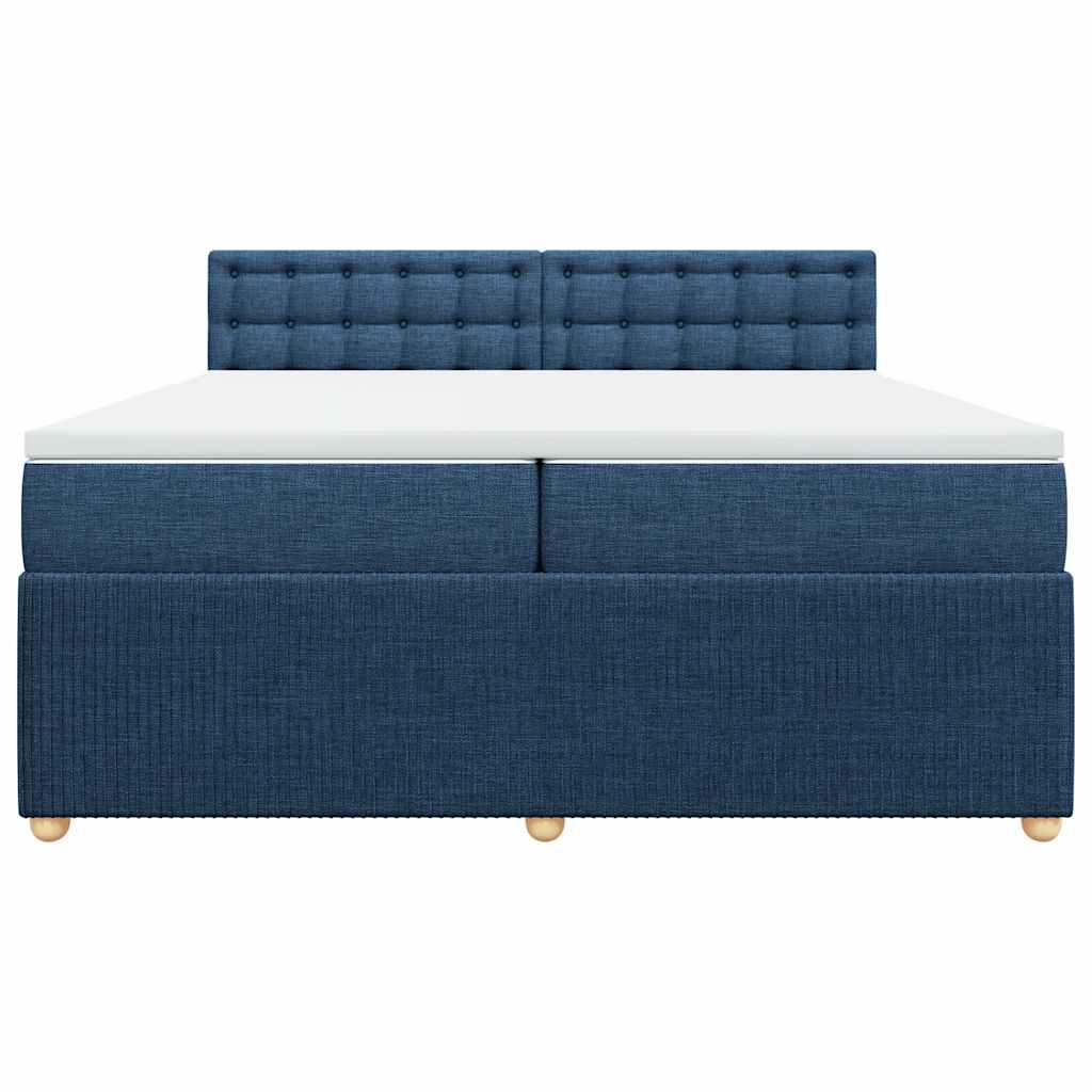 Boxspring met matras stof blauw 200x200 cm