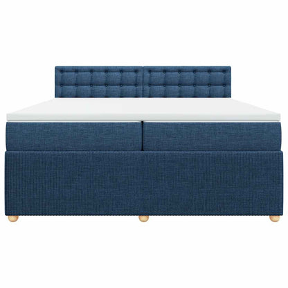Boxspring met matras stof blauw 200x200 cm