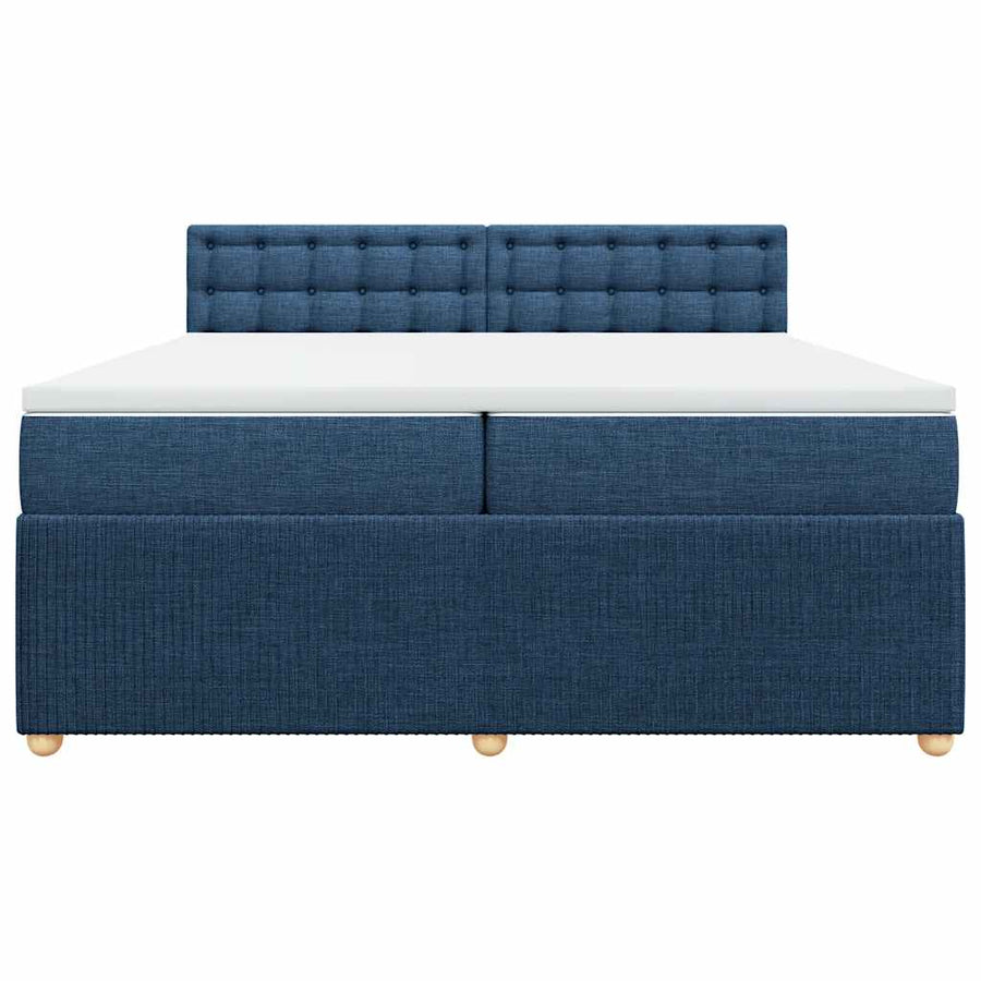 Boxspring met matras stof blauw 200x200 cm