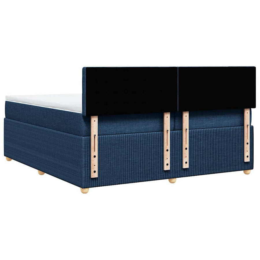 Boxspring met matras stof blauw 200x200 cm