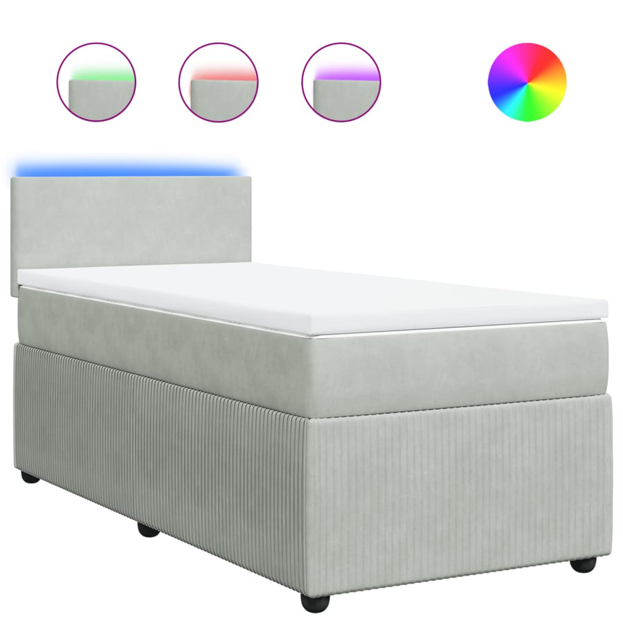 Boxspring met matras fluweel lichtgrijs 80x200 cm