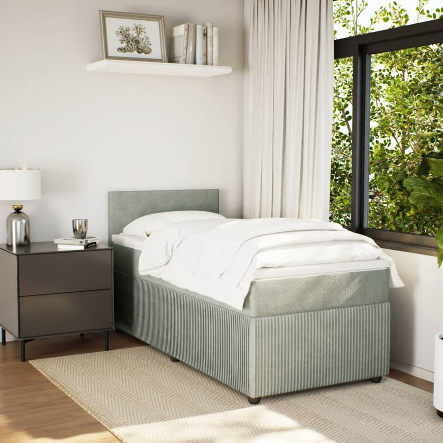 Boxspring met matras fluweel lichtgrijs 80x200 cm
