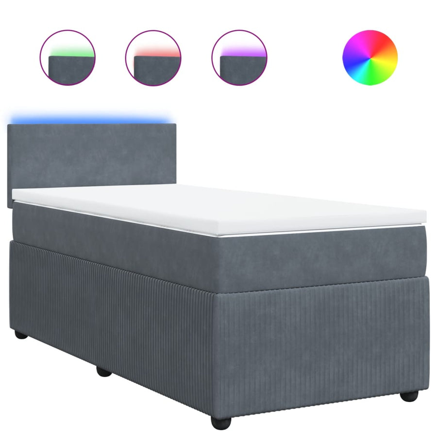 Boxspring met matras fluweel donkergrijs 80x200 cm