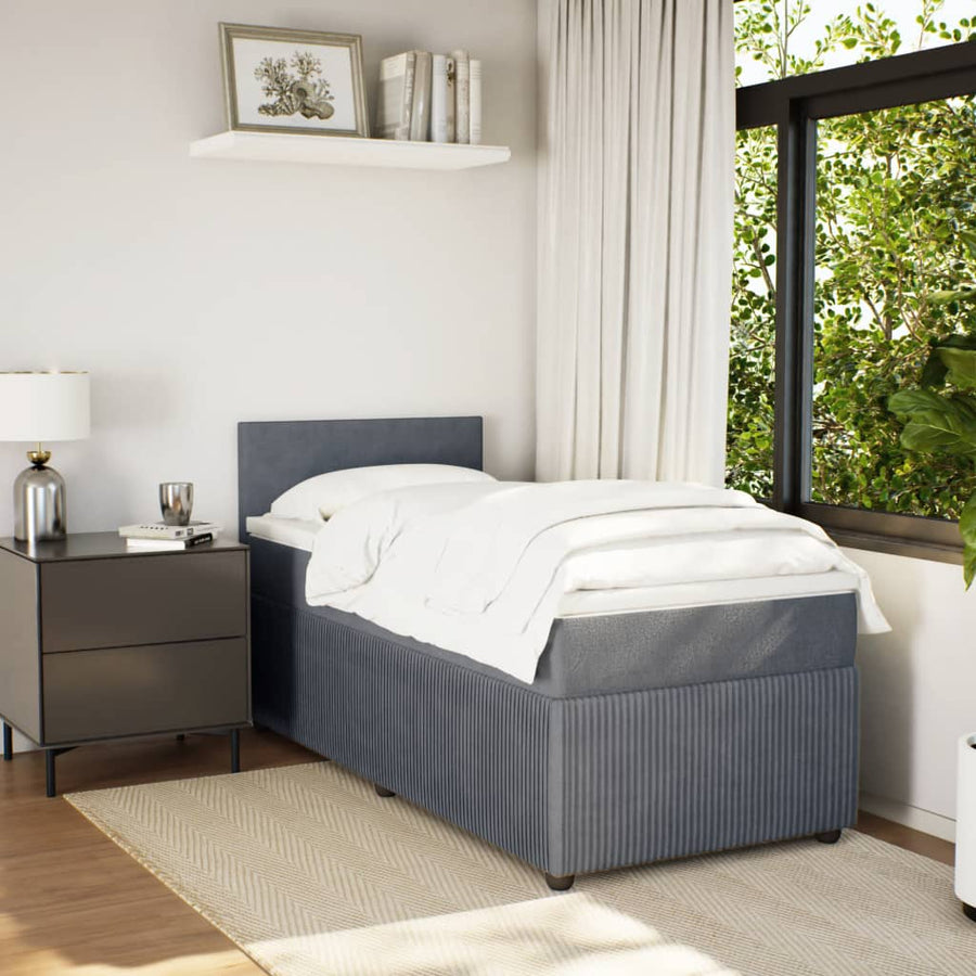Boxspring met matras fluweel donkergrijs 80x200 cm