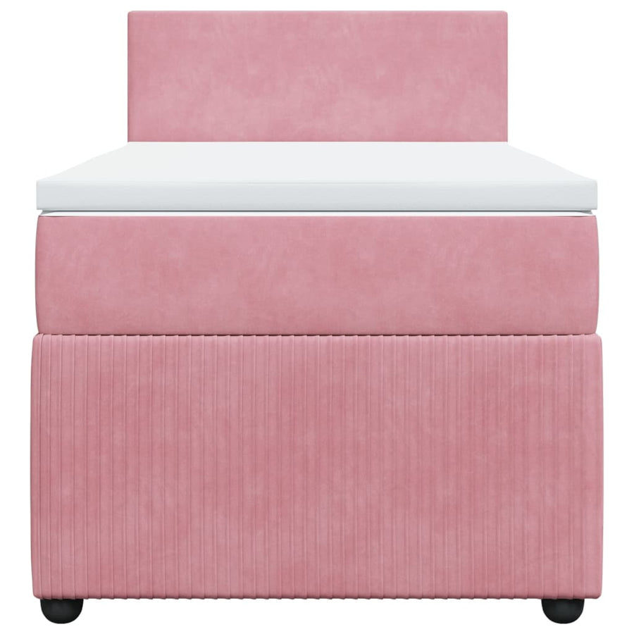 Boxspring met matras fluweel roze 80x200 cm