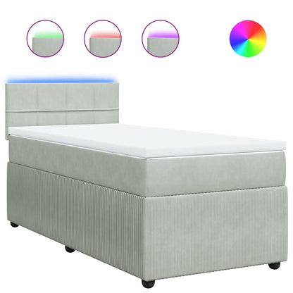 Boxspring met matras fluweel lichtgrijs 80x200 cm