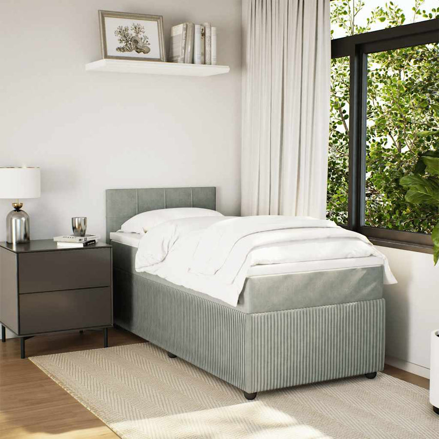 Boxspring met matras fluweel lichtgrijs 80x200 cm