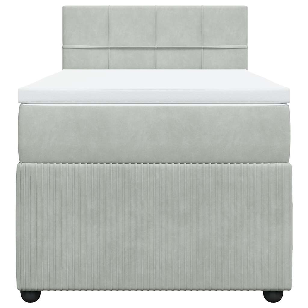 Boxspring met matras fluweel lichtgrijs 80x200 cm