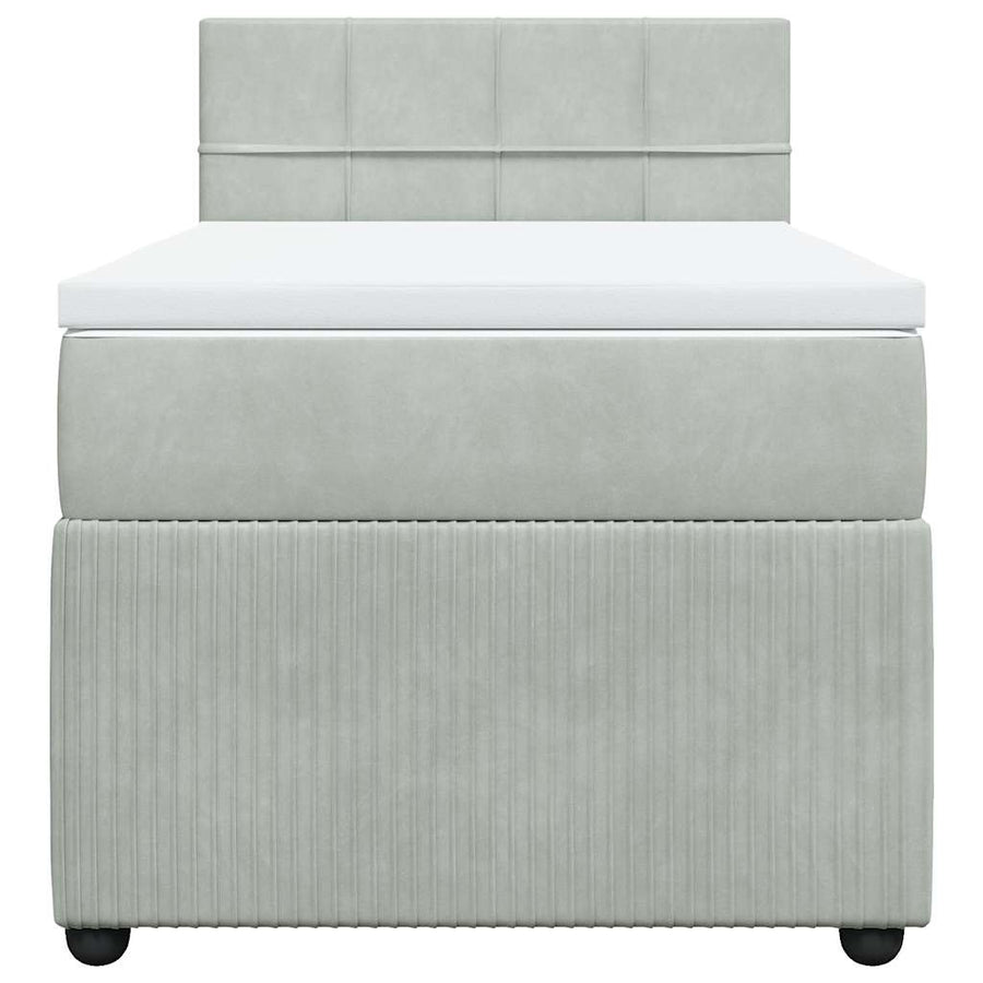 Boxspring met matras fluweel lichtgrijs 80x200 cm