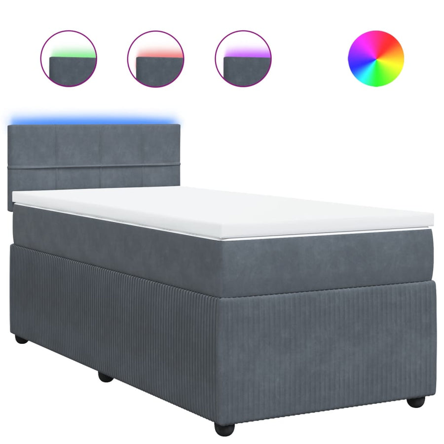 Boxspring met matras fluweel donkergrijs 80x200 cm