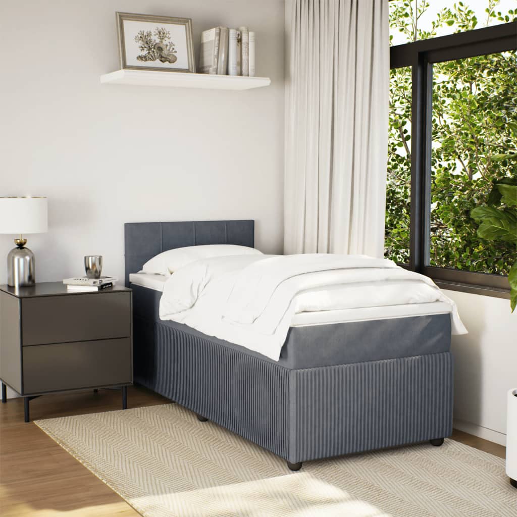 Boxspring met matras fluweel donkergrijs 80x200 cm
