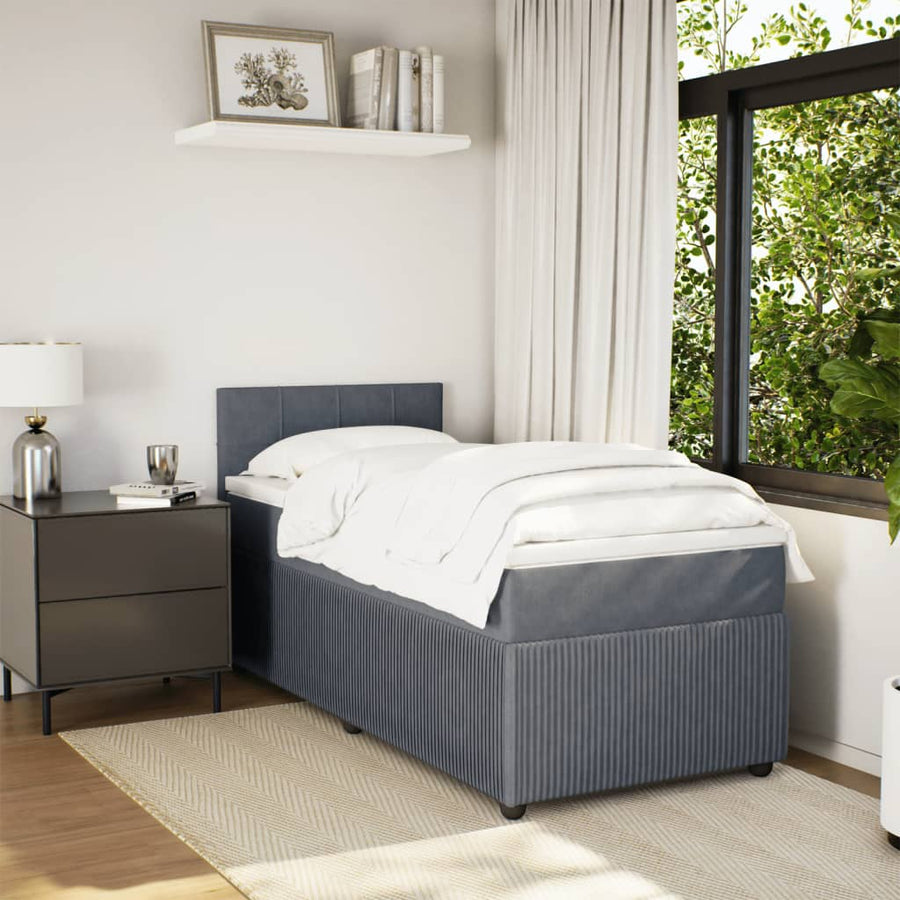 Boxspring met matras fluweel donkergrijs 80x200 cm