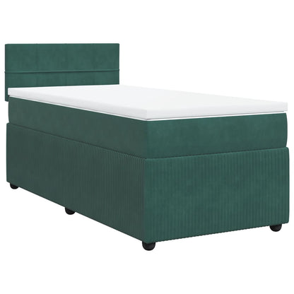 Boxspring met matras fluweel donkergroen 80x200 cm