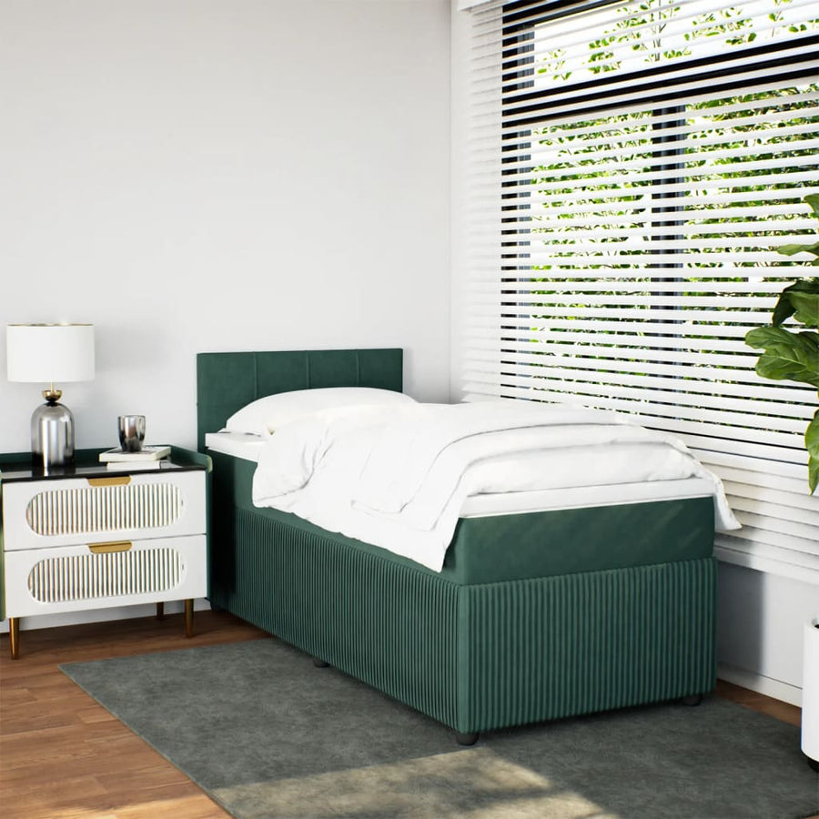 Boxspring met matras fluweel donkergroen 80x200 cm