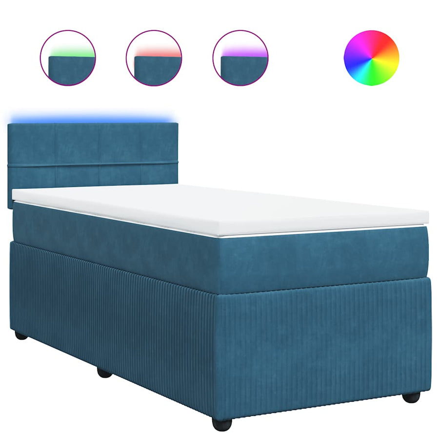 Boxspring met matras fluweel blauw 80x200 cm
