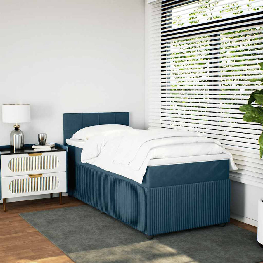 Boxspring met matras fluweel blauw 80x200 cm